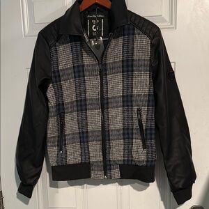 Fried Denim Plaid Jacket with Leather Accents